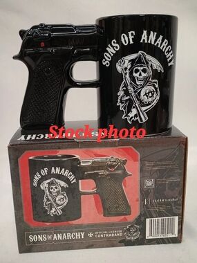 Sons of Anarchy Black Ceramic Mug with Gun Handle. As Is.